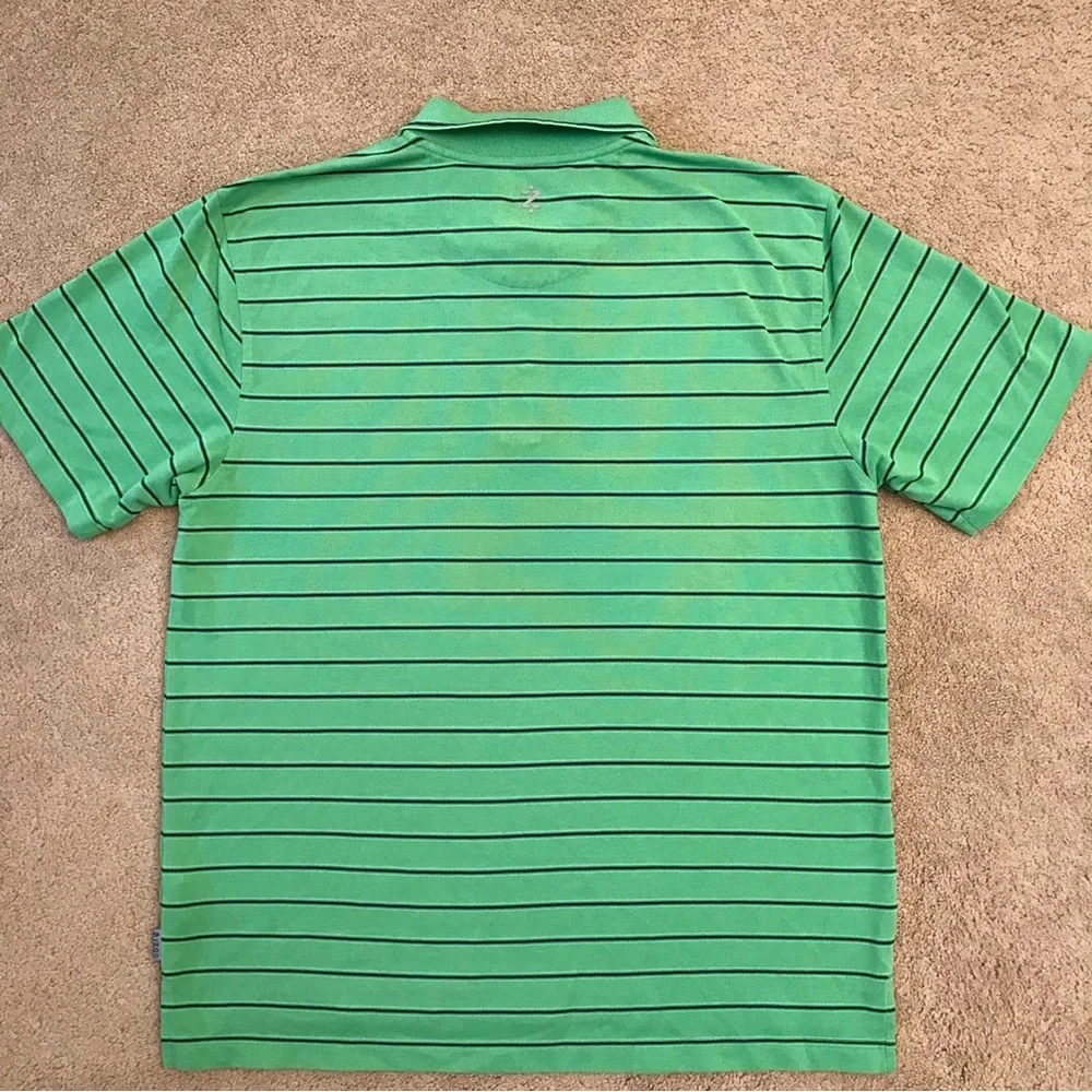 Izod Polo Shirt Men Size L Green Stripe X Treme Function Golf Shirt Short Sleeve - Picture 3 of 8